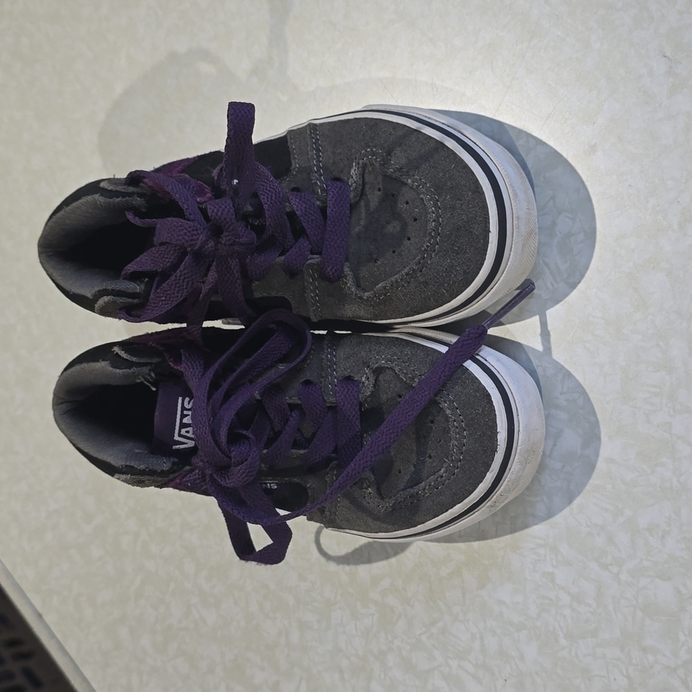 Vans Kids Gray and Purple Sneakers Hi Top Size 10.5